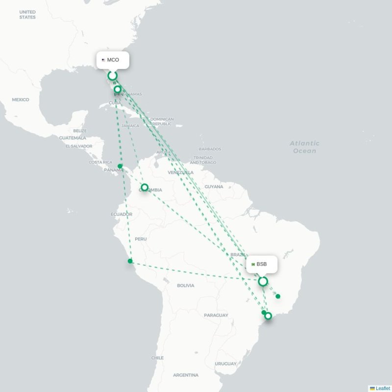 MCO - BSB route map