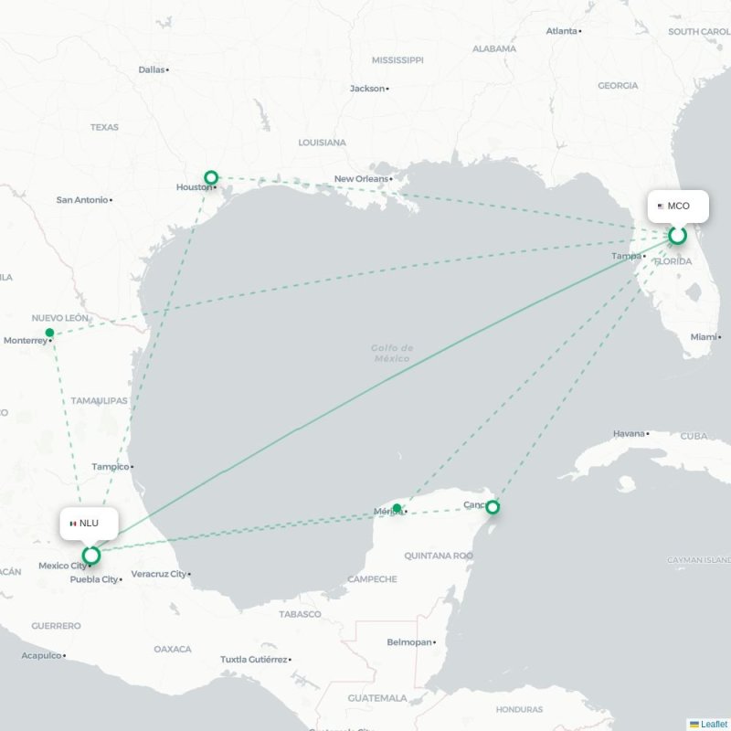 MCO - NLU route map