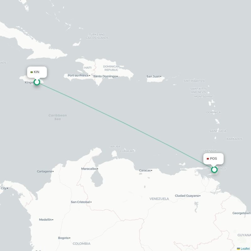 MCO - POS route map