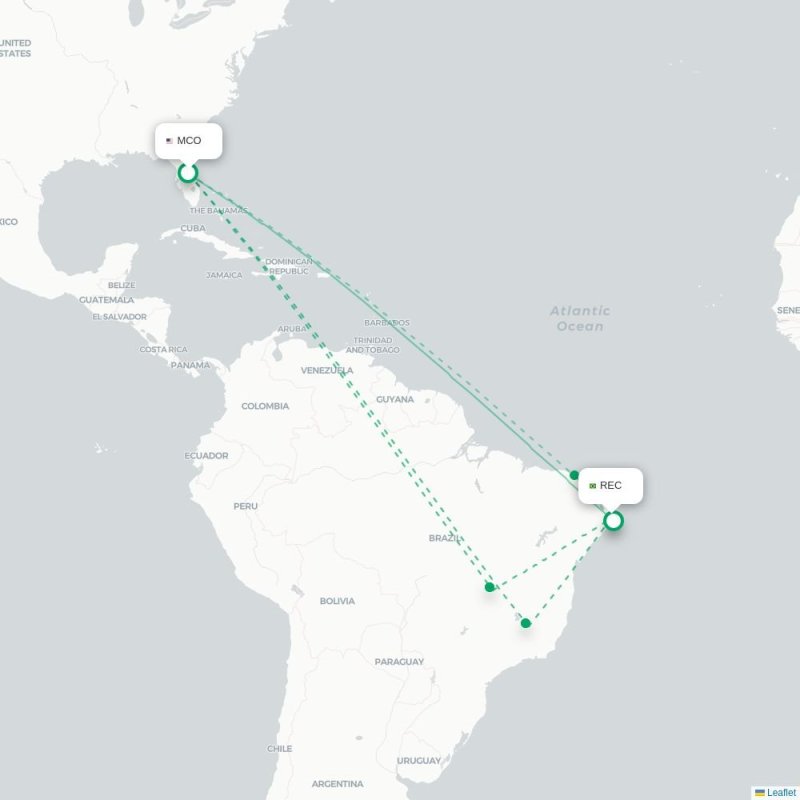 MCO - REC route map