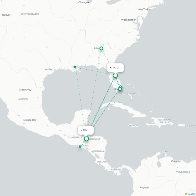 MCO - SAP route map