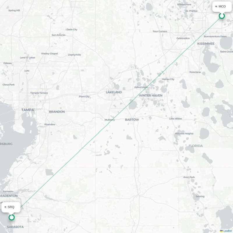 MCO - SRQ route map