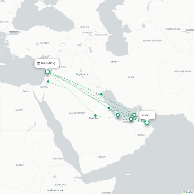 MCT - BEY route map