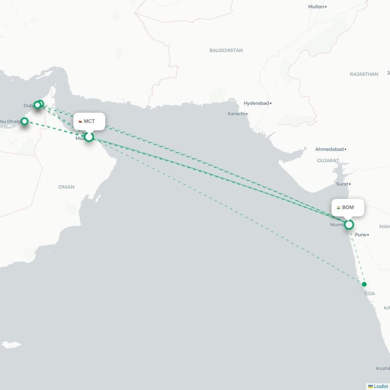 MCT - BOM route map