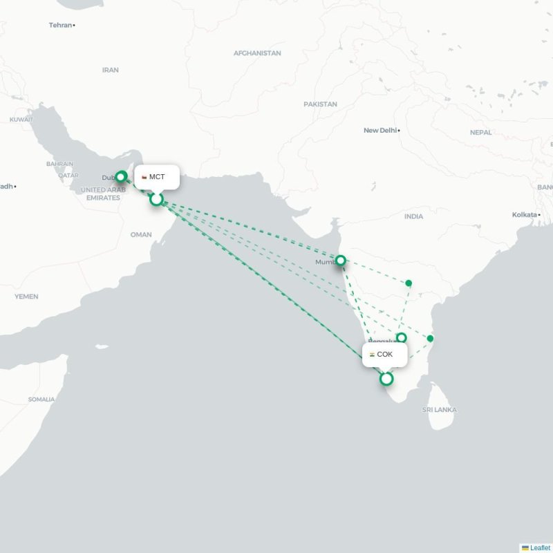 MCT - COK route map