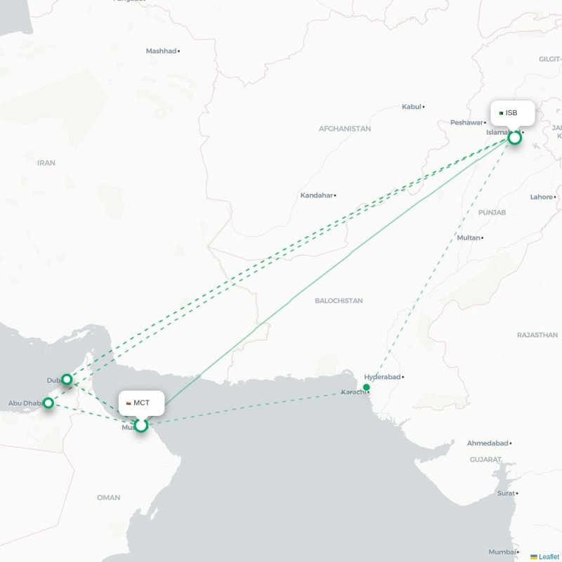 MCT - ISB route map
