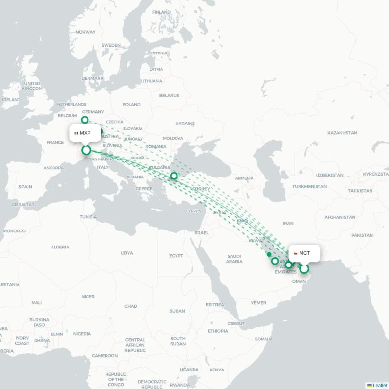 MCT - MXP route map