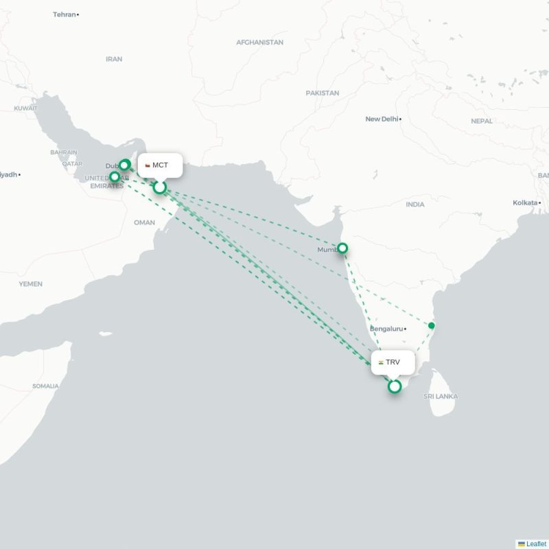 MCT - TRV route map