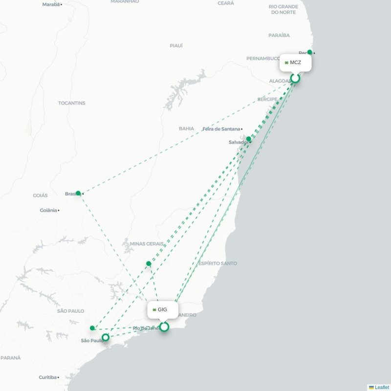 MCZ - GIG route map