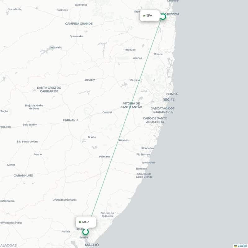 MCZ - JPA route map