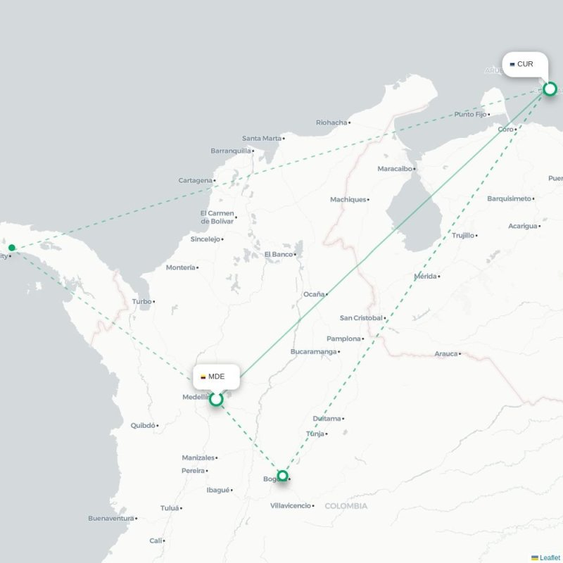 MDE - CUR route map
