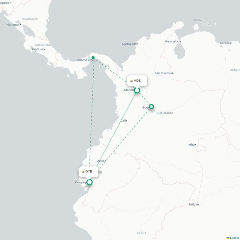 MDE - GYE route map