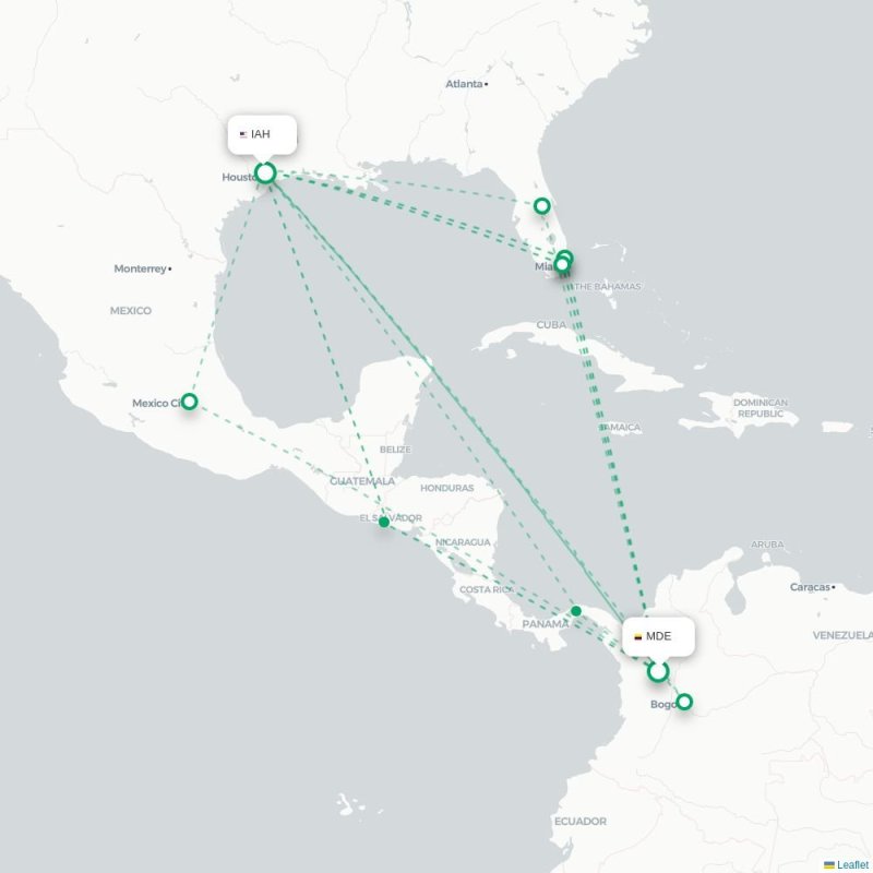 MDE - IAH route map