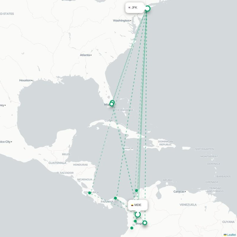 MDE - JFK route map