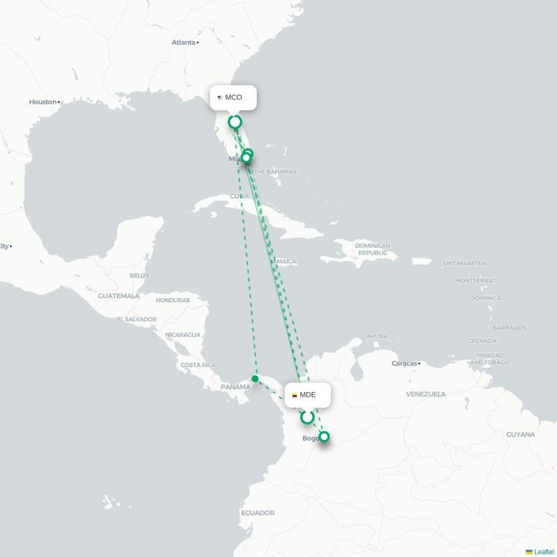 MDE - MCO route map