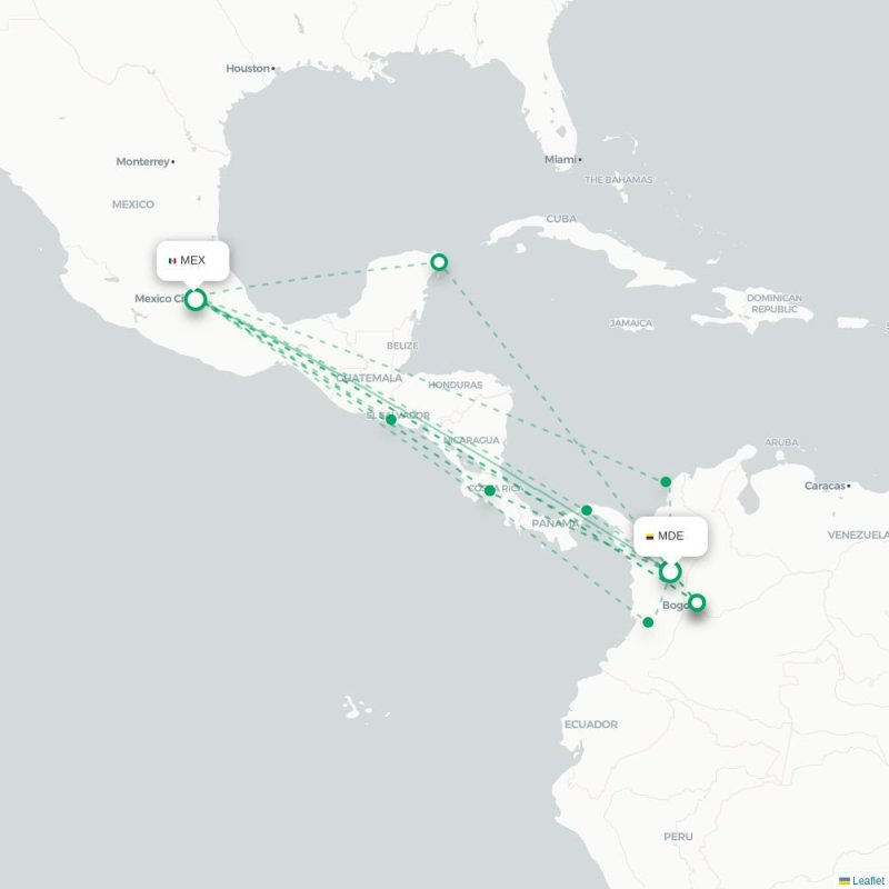 MDE - MEX route map
