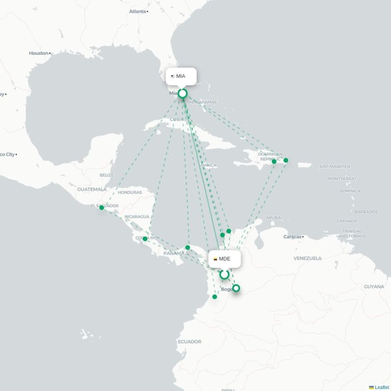MDE - MIA route map