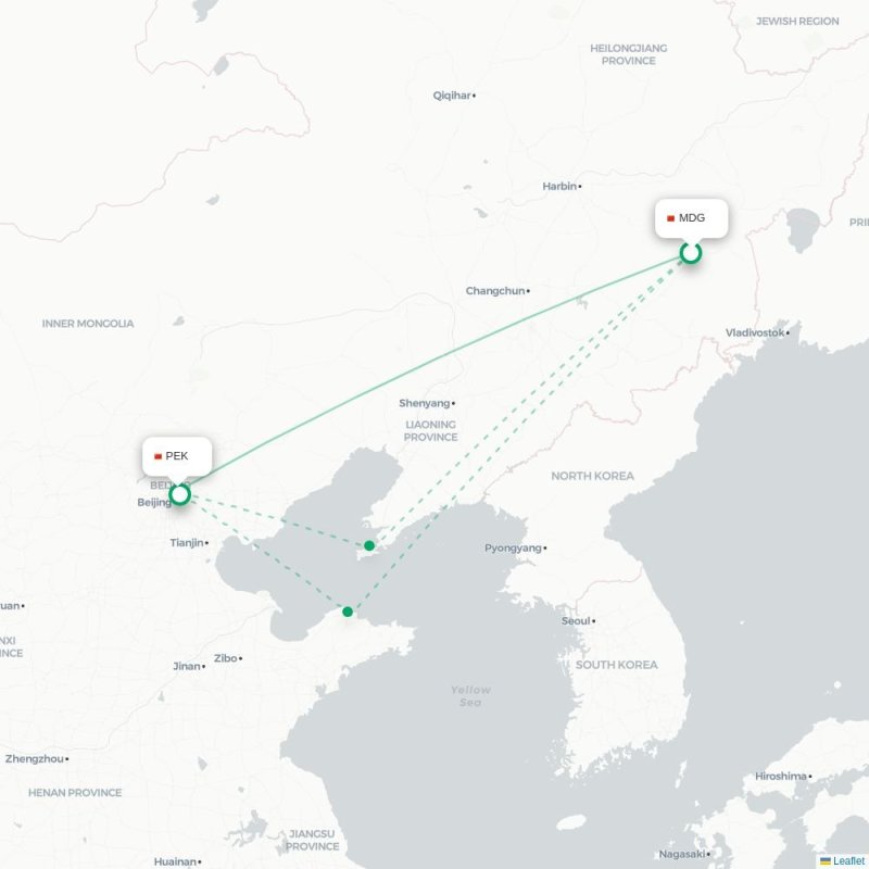 MDG - PEK route map