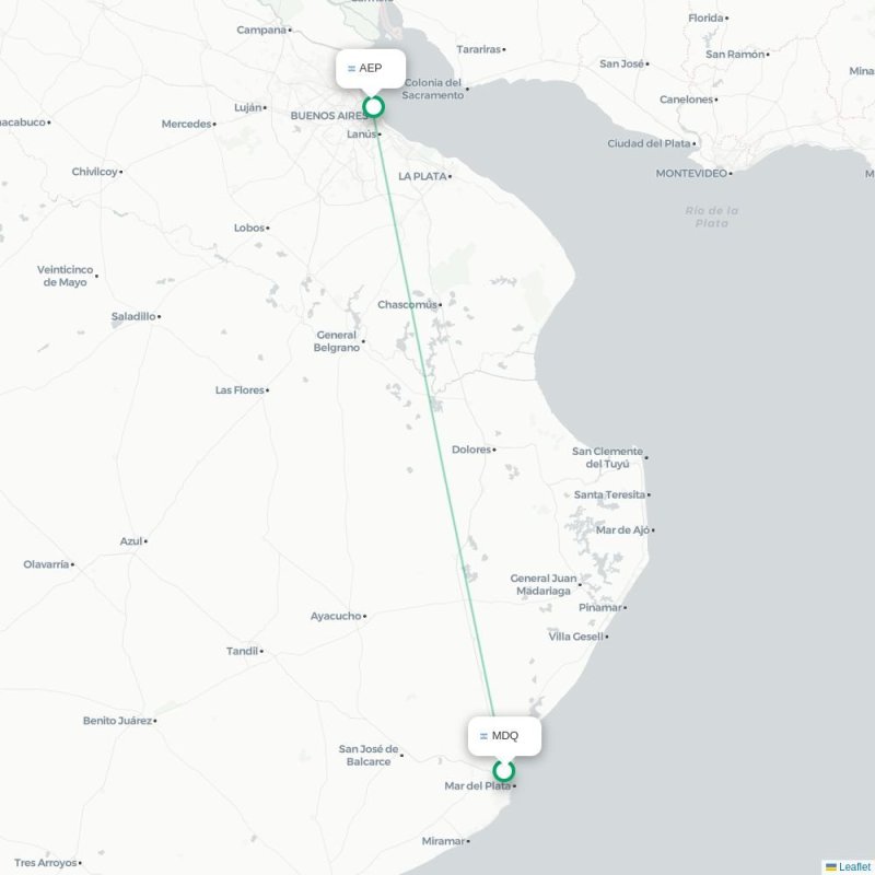 MDQ - AEP route map
