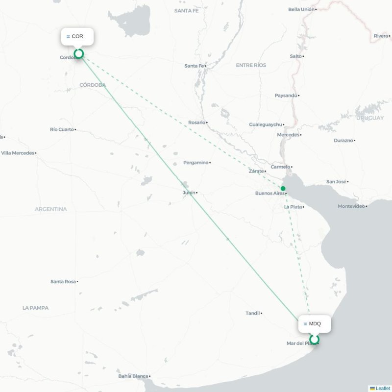 MDQ - COR route map