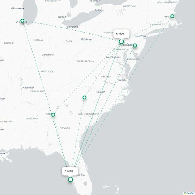 MDT - SRQ route map
