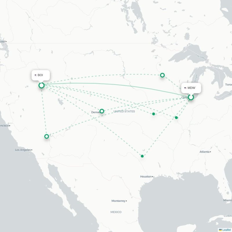 MDW - BOI route map