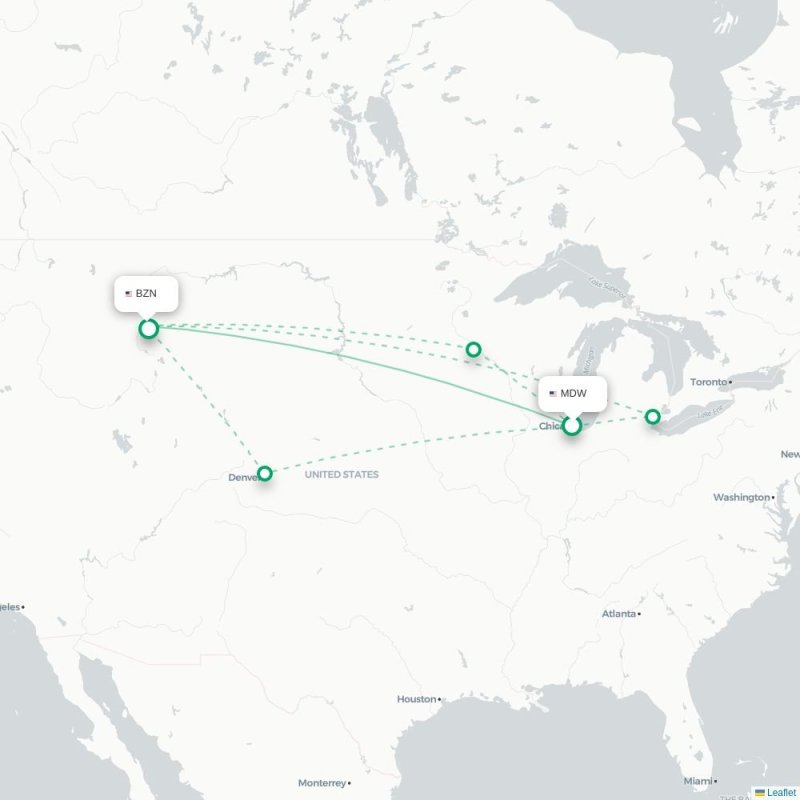 MDW - BZN route map