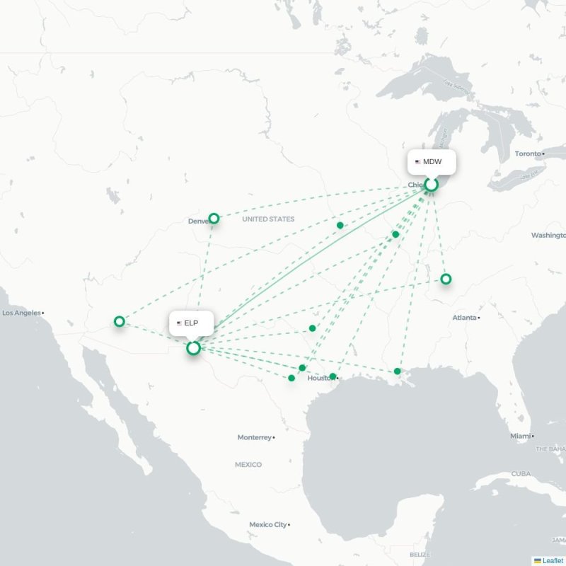 MDW - ELP route map