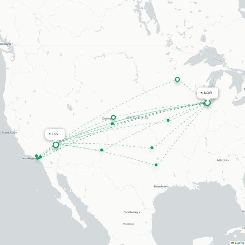 MDW - LAS route map