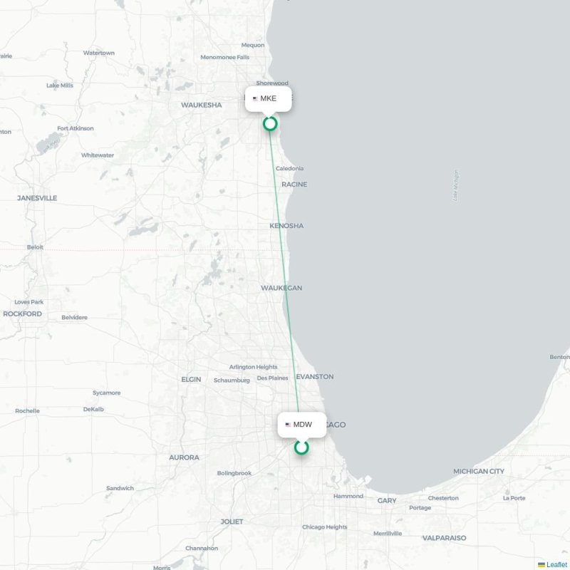 MDW - MKE route map