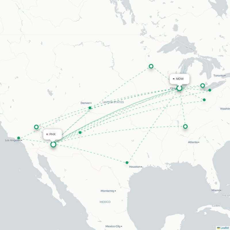 MDW - PHX route map