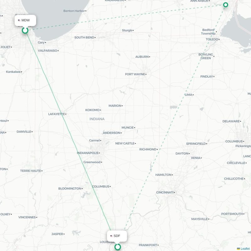 MDW - SDF route map