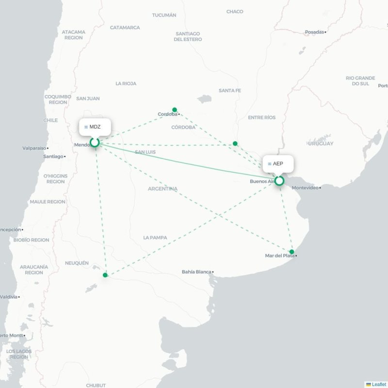MDZ - AEP route map