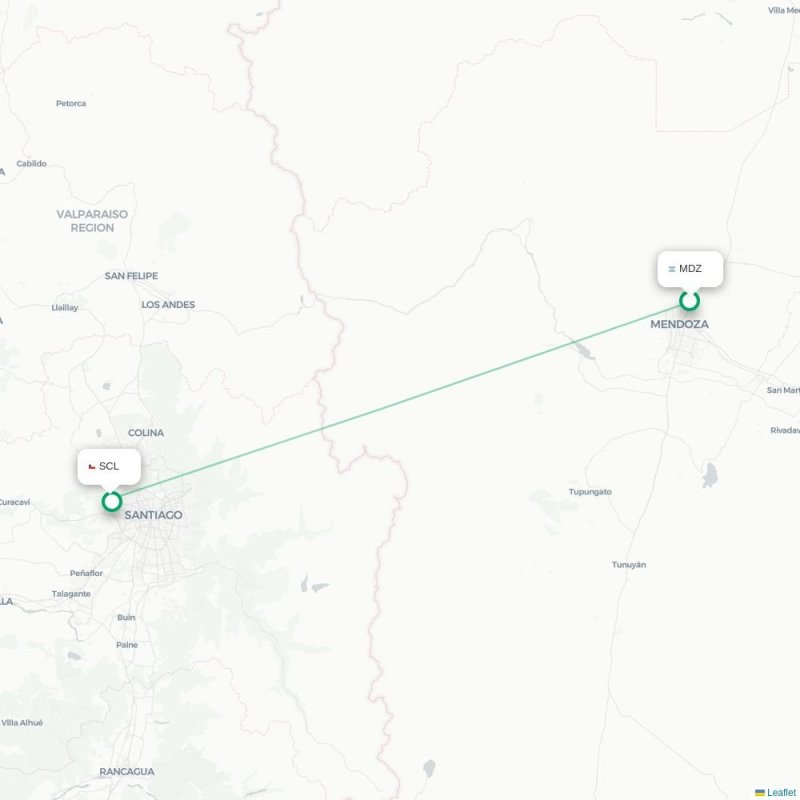 MDZ - SCL route map