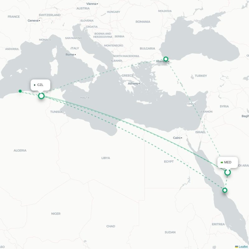 MED - CZL route map