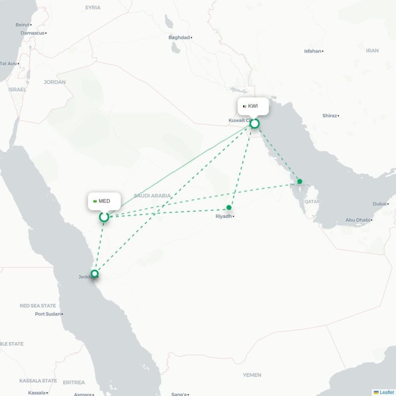 MED - KWI route map