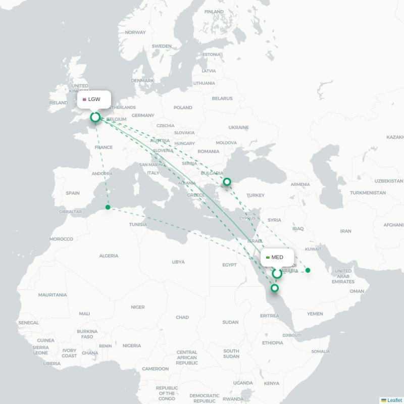 MED - LGW route map