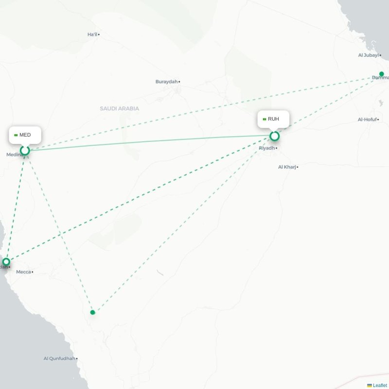 MED - RUH route map
