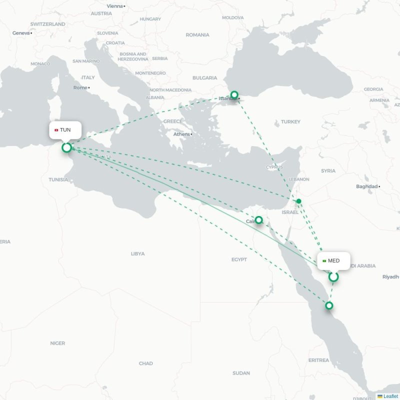 MED - TUN route map