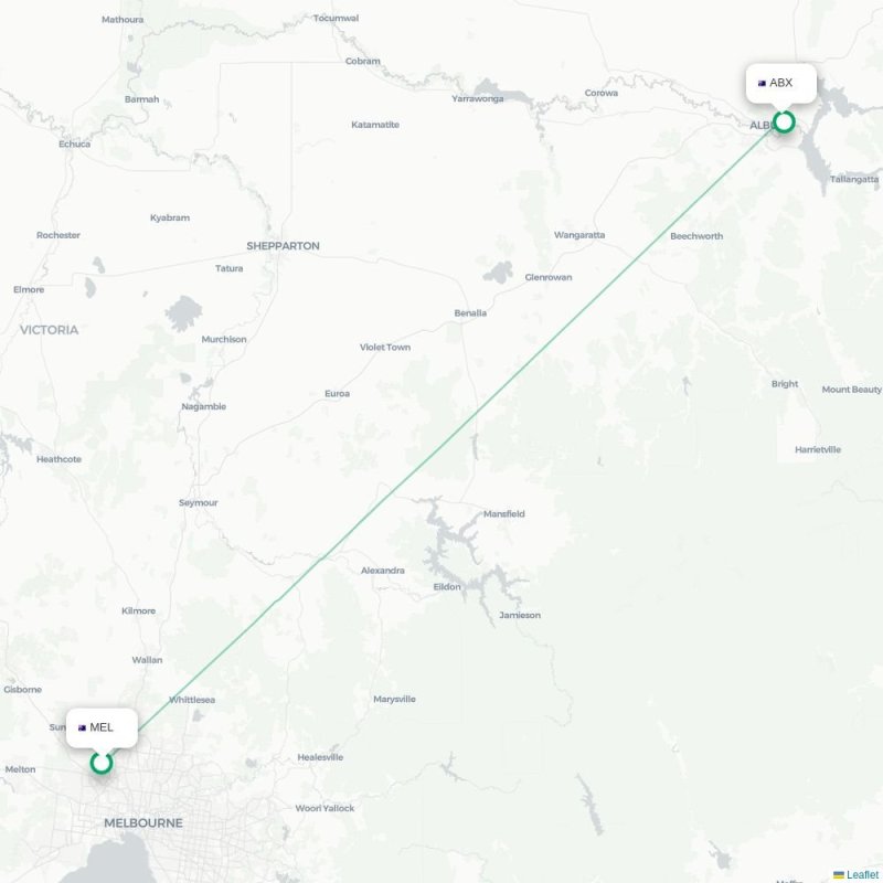 MEL - ABX route map