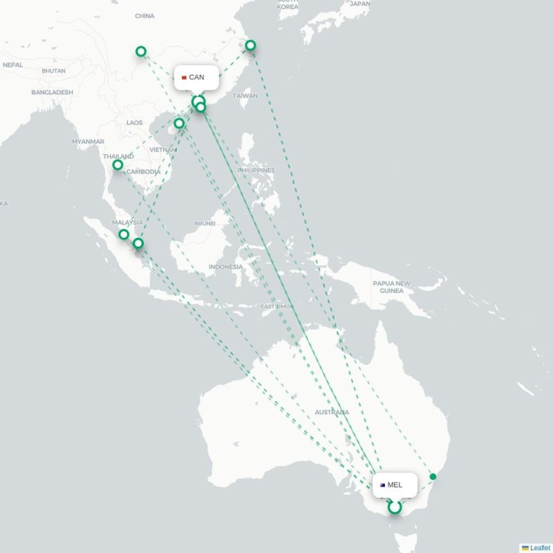 MEL - CAN route map