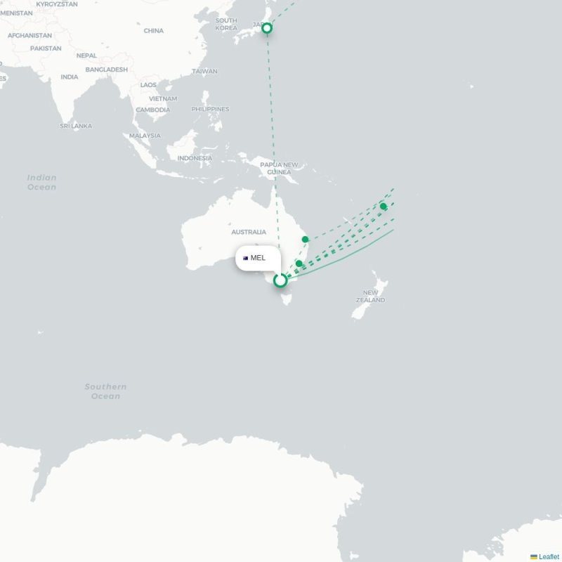 MEL - DFW route map