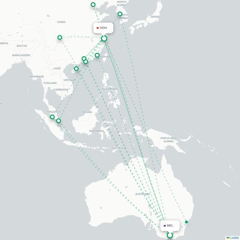 MEL - HGH route map