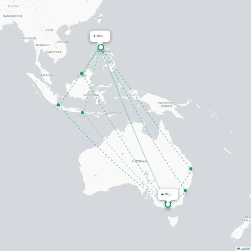 MEL - MNL route map