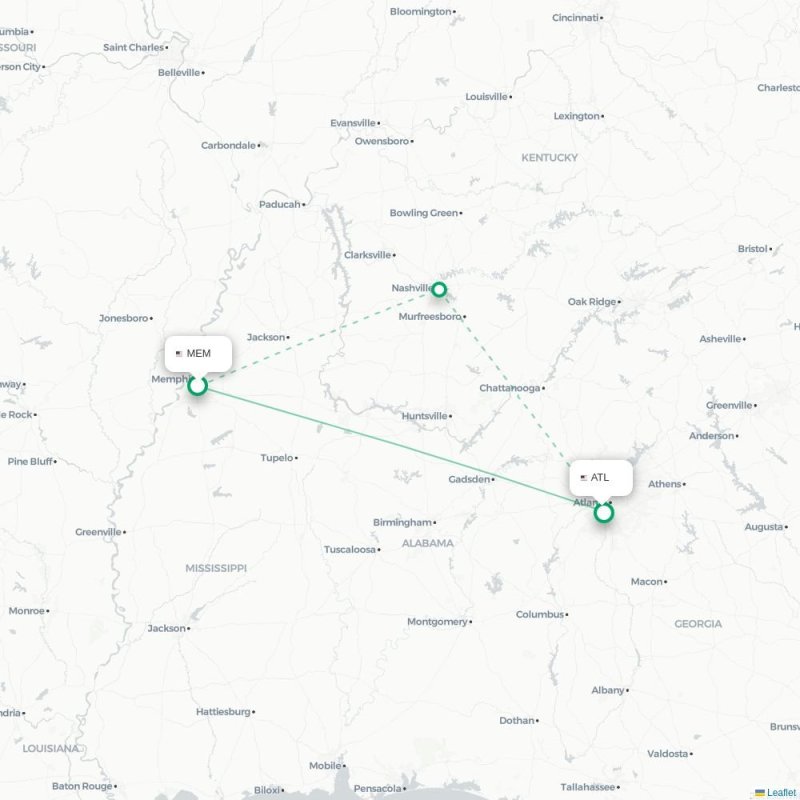 MEM - ATL route map