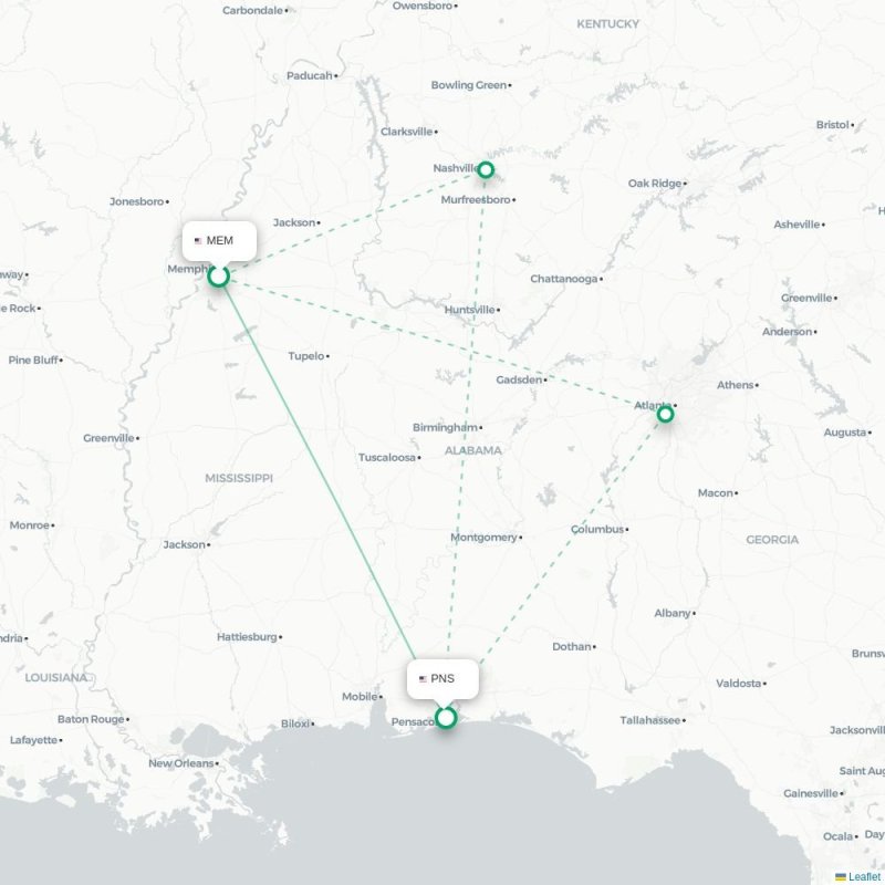 MEM - PNS route map