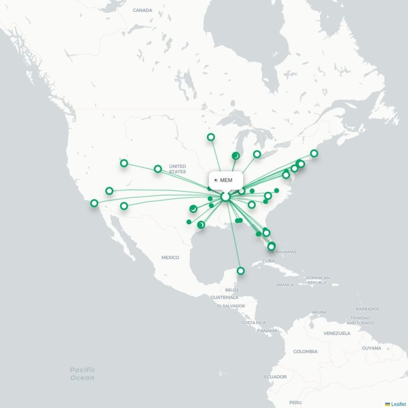MEM - TYS route map