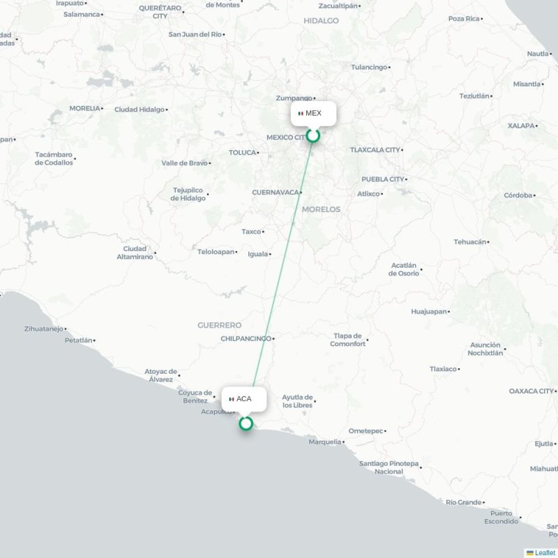 MEX - ACA route map