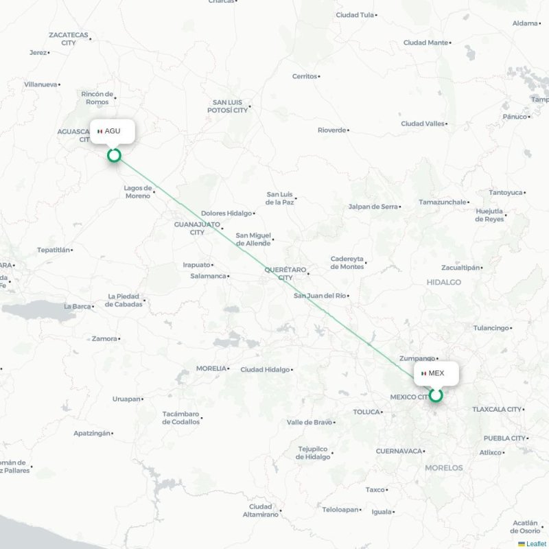 MEX - AGU route map