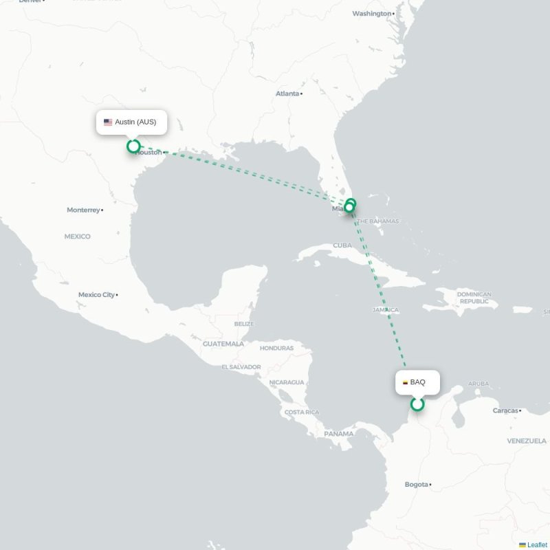 MEX - AUS route map